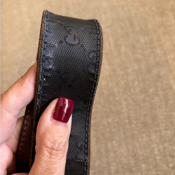 ✨GUCCI Interlocking G’s Black Leather Belt with Solver GG Hardware 90/36 UNISEX - Picture 10 of 16